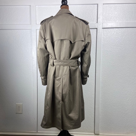 London Towne Vintage Trench Coat 40R — Removable Faux Fur Lining Classic Khaki - Picture 5 of 12